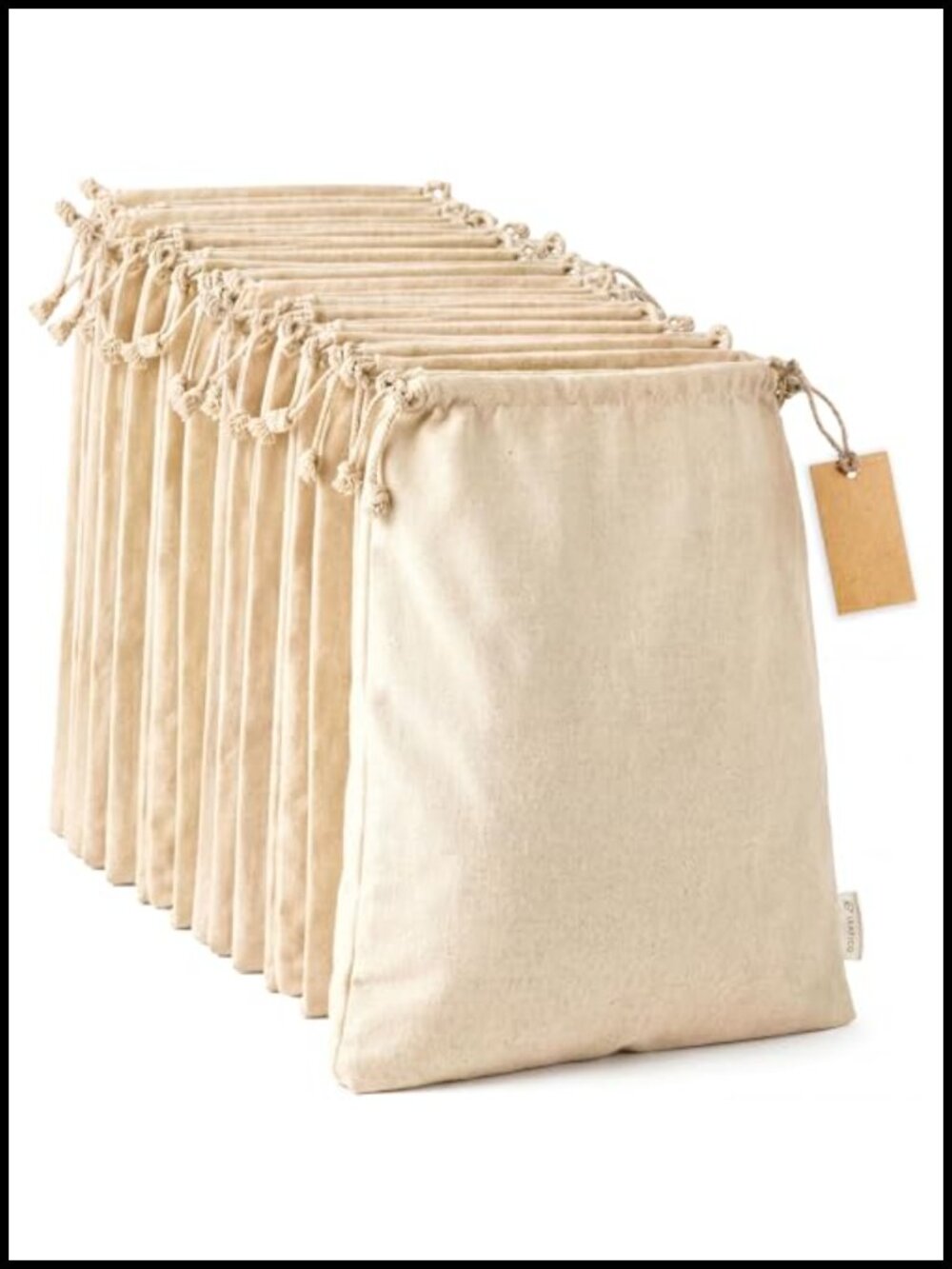 12 Cotton Muslin Drawstring Bags 10x12 Reusable Produce Storage Bread Sacks